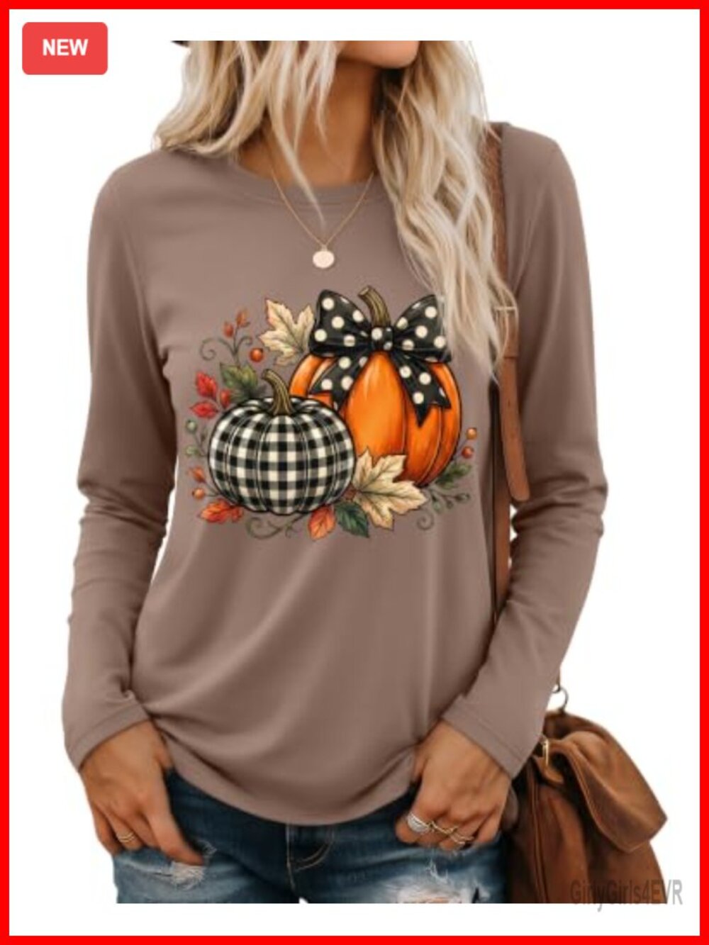 Women's Fall Pumpkin Long Sleeve Crew Neck T-Shirt Casual Pullover Top